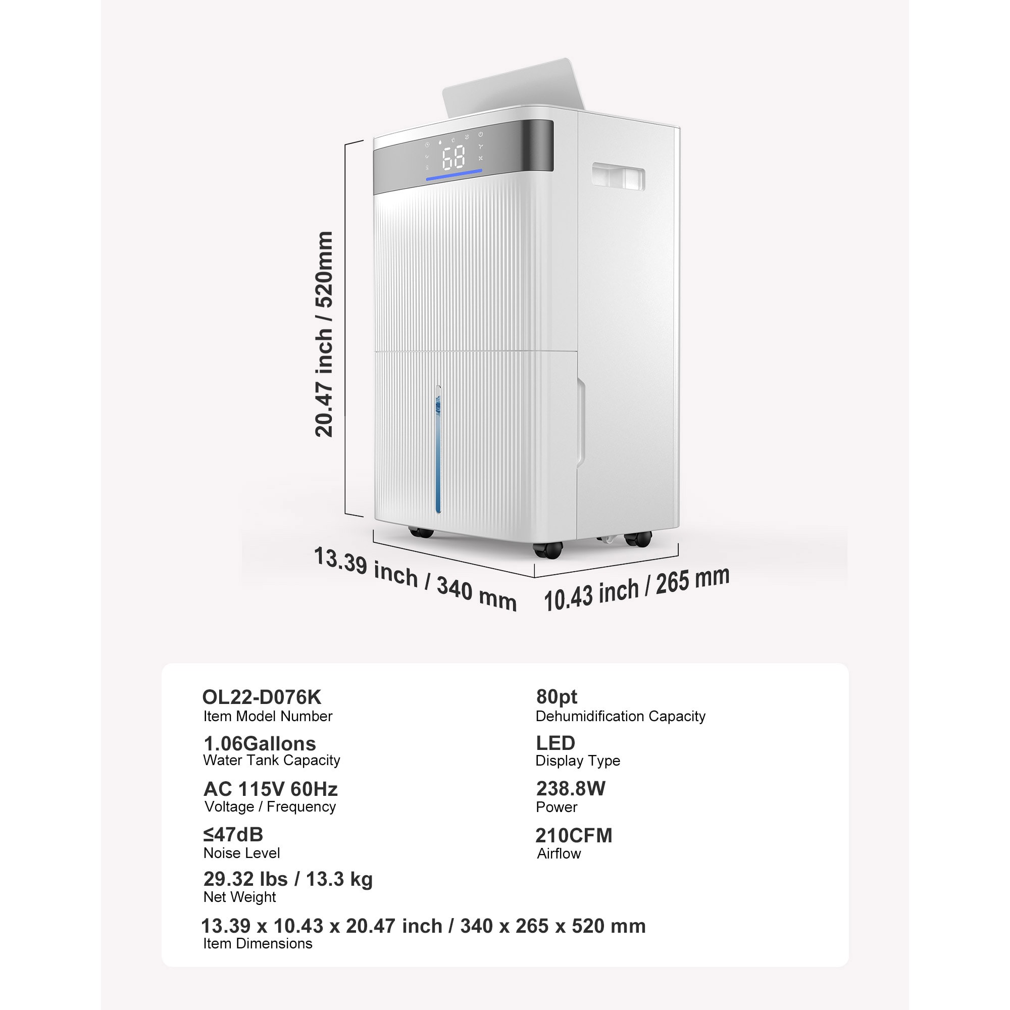 80 Pints Dehumidifier For Home And Basement Smart Humidity Low Noise For Room_voghion.com